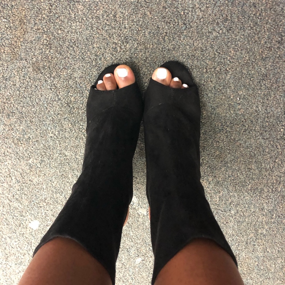 Black Open Toe Bootie Heel